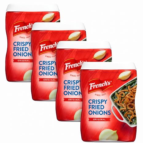 French's Crispy Fried Onions, Original, Made with Real Onions, No Artificial Flavors, Sprinkle on Salads, Potatoes, Chicken, Burgers, Green Bean Casserole, 2.8 oz (Pack of 4)