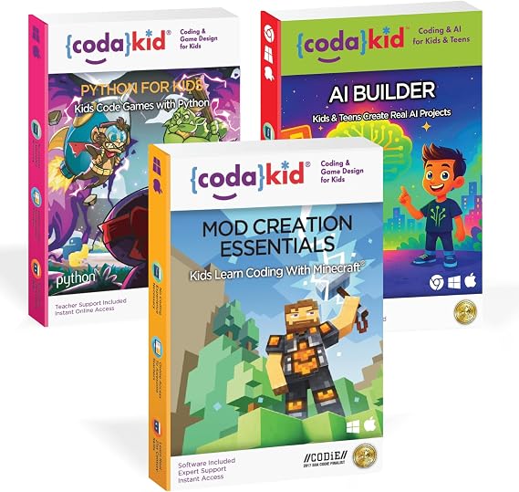 CodaKid Coding Bundle for Kids Minecraft, Python & AI Courses | Winning STEM Learning Program with Live Mentoring | Learn Java, Python & AI Programming | Ages 9+ | 12-Month Access (PC & Mac)