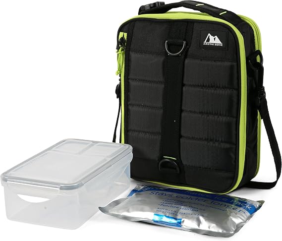 Arctic Zone Expandable Lunch Box with Ice Pack and Food Container, Black