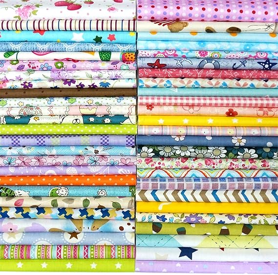 50pcs 8" x 8" Fabric Squares 100% Cotton Fabric Bundles Quilting Craft Supplies Floral Precut Squares Patchwork for Sewing DIY Quilt Patchwork