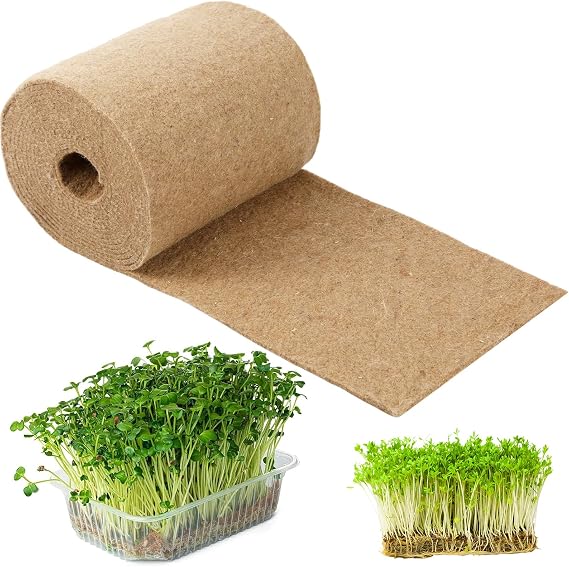 10 x 236 Microgreens Growing Mat Jute Fiber Grow Mats Extra Long Hydroponic Grow Pads for Wheatgrass, Sprouts, Hydroponics Seed Starter Trays, Organic