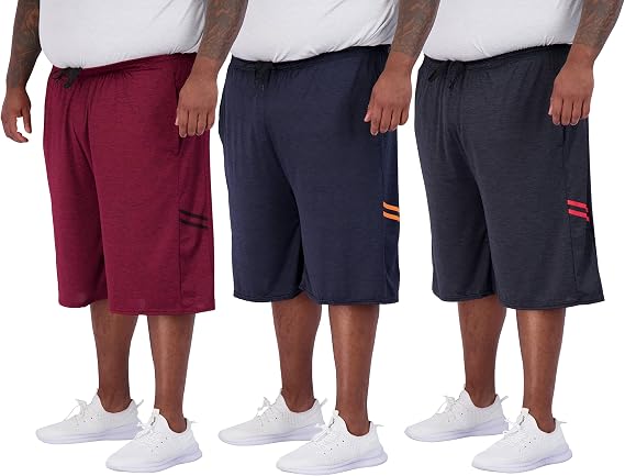 3 Pack Men's Big & Tall Mesh Shorts Dry Fit Basketball Athletic Gym Pockets
