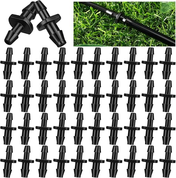 Pushglossy 100 Pcs 1/8" to 1/4" Barbed Connector for Drip Sprinkler System | Bulk, Drip Irrigation Barbed Coupling Fittings, Water Line Adapter, Coupling Tubing Hydroponics Reducer, Garden Flower Pot