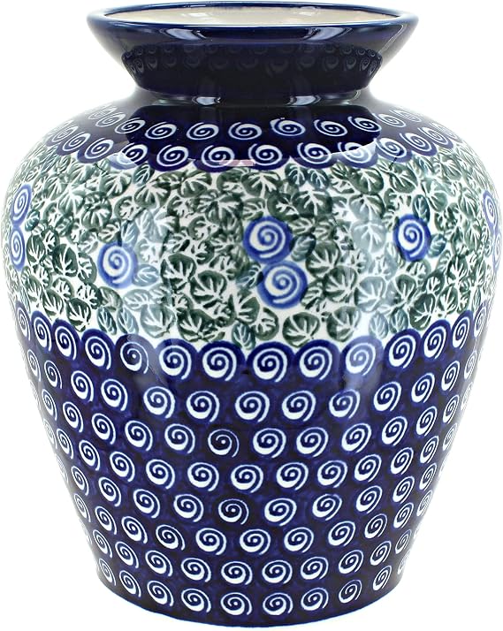 Blue Rose Polish Pottery Seaside Swirl Medium Vase