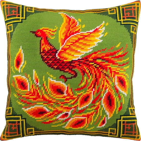 Chinese Bird. Needlepoint Kit. Throw Pillow 1616 Inches. Printed Tapestry Canvas, European Quality