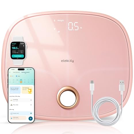 Etekcity Rechargeable Smart Scale for Body Weight, FSA Eligible, Pink