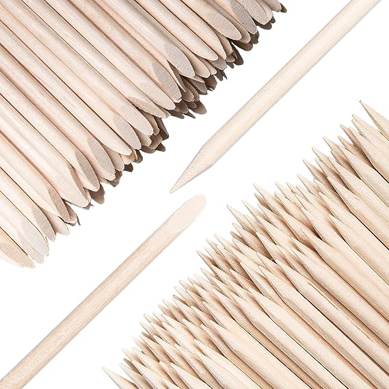 Orange Wood Sticks for Nails, Dual Ended, 4.5 Inch, 200 Pcs