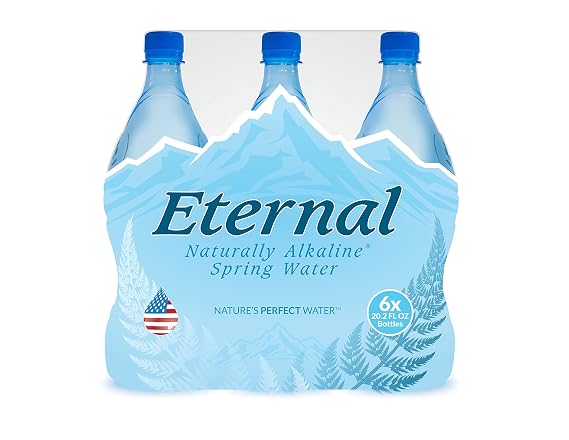 Eternal Water Naturally Alkaline Spring Water, 600 ml (4 Packs of 6 Bottles)