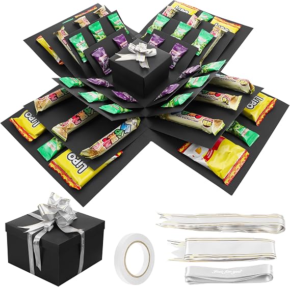 JIANTA 5 Layer Explosion Gift Box, DIY Surprise Box (Black)