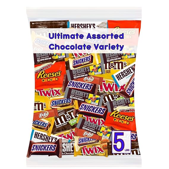 ULTIMATE Assorted CHOCOLATE Candy Variety Mix, (5 Pounds) Fun Mega Variety! Individually Wrapped Minis, Bulk, Fun Size Assortment, Perfect for Home & Office Candy Bowls, Parades, Parties & Pinatas!