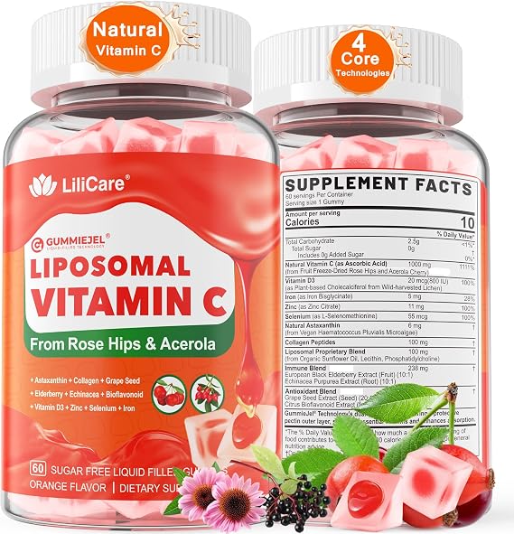 LILICARE Liposomal Vitamin C Gummies 1000mg Per Serving, 1 Pack
