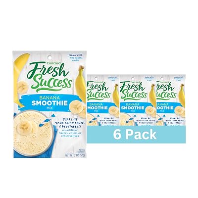 Concord Foods Banana Smoothie Mix - Fruit Flavor with No Artificial Flavors, Colors, or Preservatives - Ideal for Fresh Fruit Smoothies - 2 oz Pouch for Healthy Smoothies Pack of 6