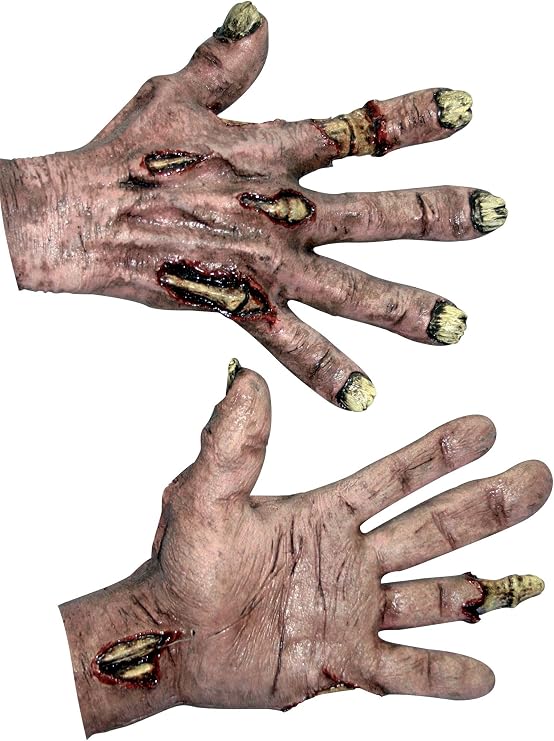 Ghoulish Productions Zombie Flesh Hands. Zombie Gloves, Zombie Latex Hands, Zombie Bloody Gloves. Zombie Gloves Men Zombies Line. One Size Latex Hands