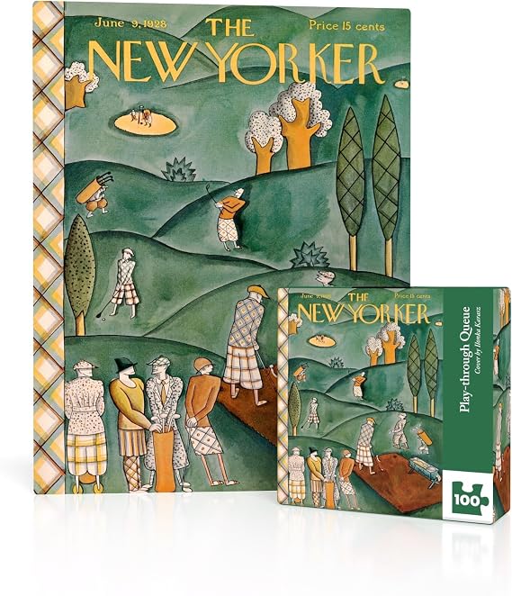 New York Puzzle Company - New Yorker Play-Through Queue Mini - 100 Piece Jigsaw Puzzle for Family Game Nights by Ilonka Karasz
