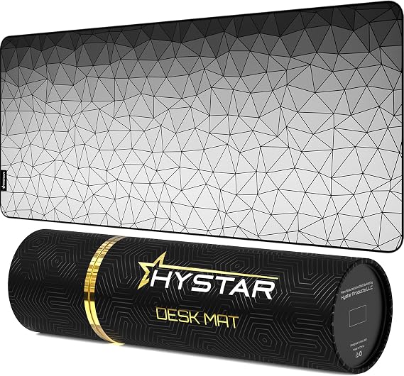 Hystar Extended Gaming Mouse Pad | XXL 36" x 16" | 5mm Thick, Waterproof Surface, Smooth Polyester Fabric, and Natural Rubber Base | Poly White