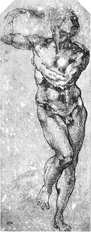 Study of Nude Man by Michelangelo