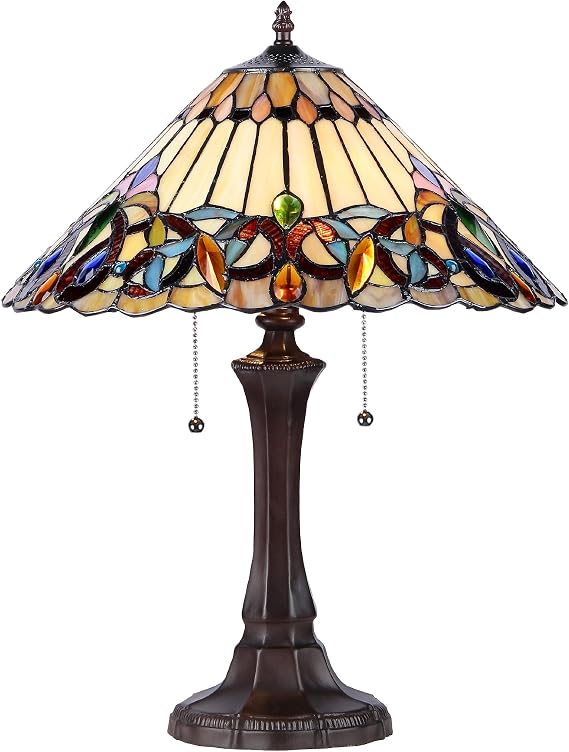 Chloe Lighting CH33318VI16-TL2 Ambrose Tiffany-Style Victorian 2-Light Table Lamp, 21.9 x 16.54 x 16.54", Glass, resin, metal, Multicolor