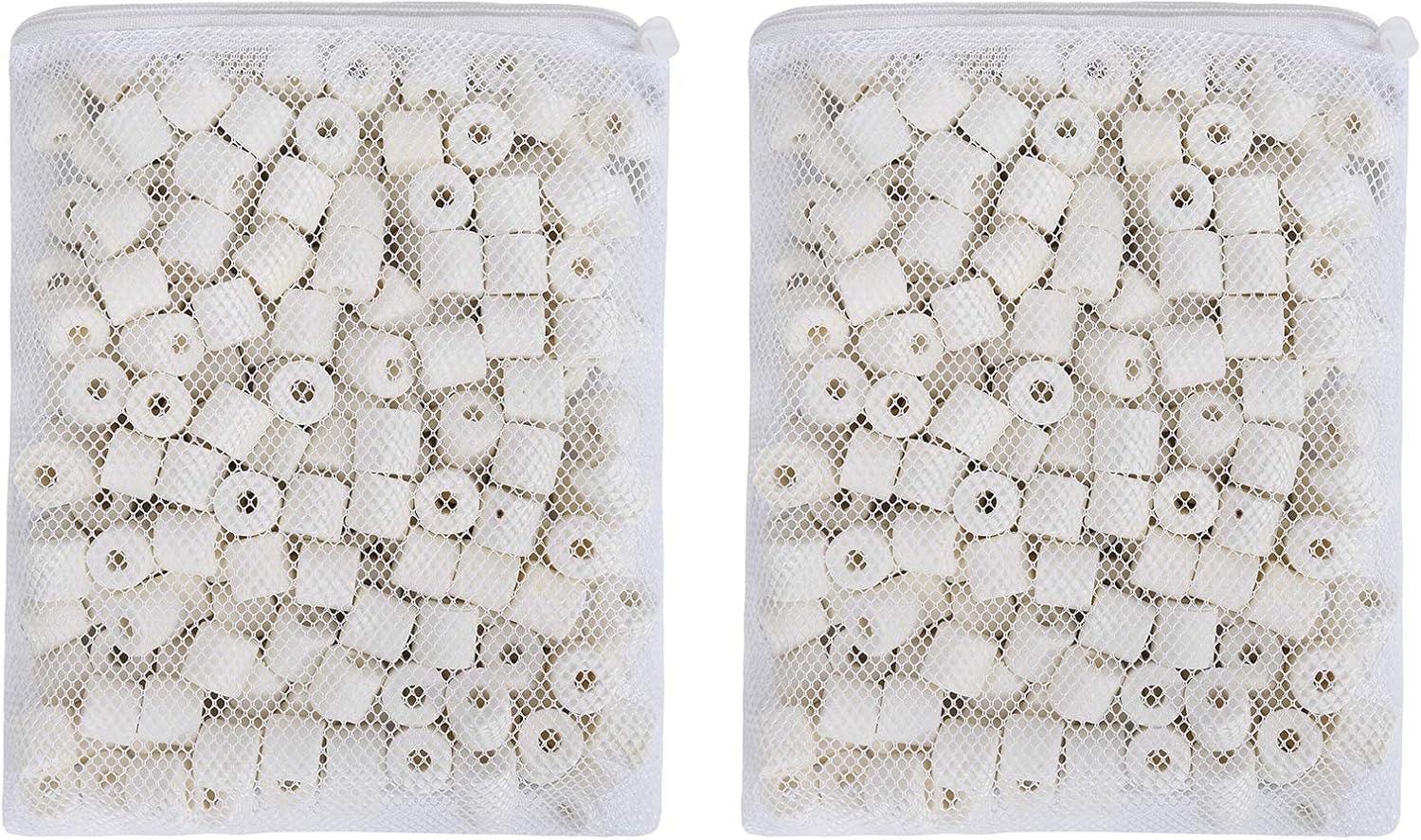 JIH Aquarium Filter Media Ceramic Rings 2 lbs in 2 Free Mesh Bags