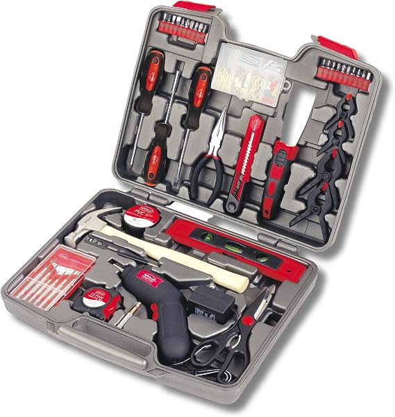Apollo Tools 144 Piece Household Tool Set, Red DT8422