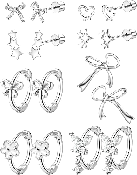 YADOCA 11 Pairs Hypoallergenic Flat Back Earrings for Girls Women