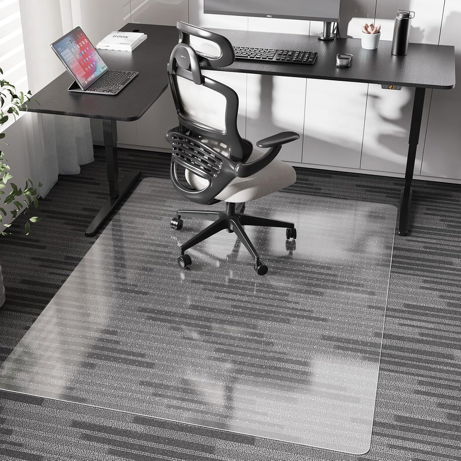 Chair Mat for Carpet, 46 x 60 Desk Chair Mat for Carpeted Floors, Non-Slip Office Vinyl Mat for Carpet with Studded, Easy Glide Heavy Duty Floor Protector Mat for Home Office, Clear