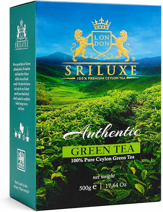 SRILUXE - Premium Quality Ceylon Green Tea Loose Leaf | Exquisite Taste and Aroma | Best Green Tea | Brew Hot, Iced or Kombucha Tea (Green, 500g)
