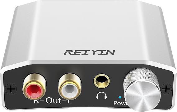 REIYIN DA-01 High Performance 192kHz 24bit DAC Digital Optical & Coaxial to Analog RCA Toslink/Coaxial to RCA/AUX Audio Converter, DA Converter, Head Amplifier, 3.5mm Jack with Volume Control