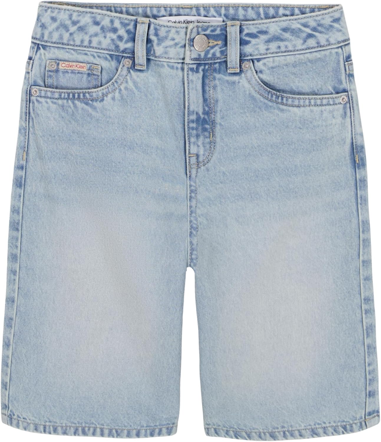 Calvin Klein Girls Mid-Rise Denim Bermuda Style Jean Shorts