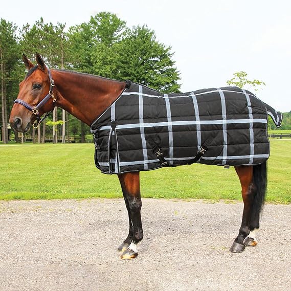 Country Pride Highland 1200D Heavyweight Stable Blanket (44, Black Plaid)