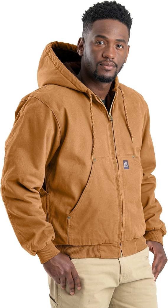 Berne Men's Heartland Washed Duck Hooded Work Jacket