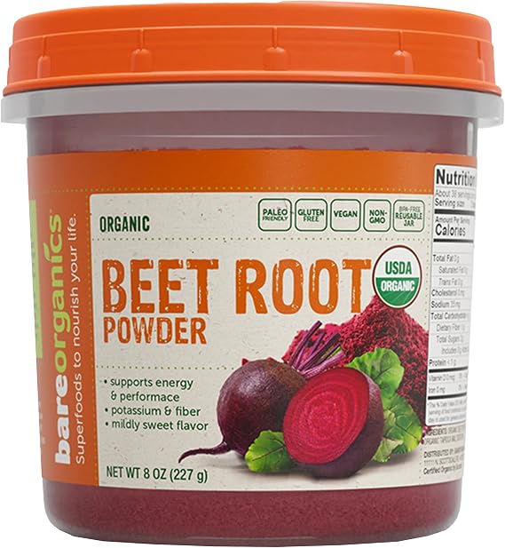 Beet Root Powder Organic Superfood Dietary Supplement, Vegan, USDA Certified Organic, Non-GMO, Gluten-Free, Pure Beta Vulgaris Beetroot - 8 oz