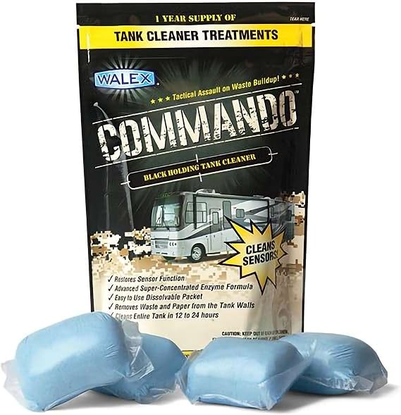 Walex Commando RV Tank Sensor Cleaner Packets Cleans Black Tanks, 4-Pk
