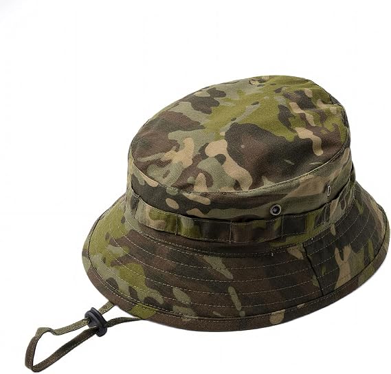 Tactical Boonie Hat for Men Women, Camo Bucket Hat with Adjustable Strap, Ripstop Sun Hat for Fishing Hiking Camping 