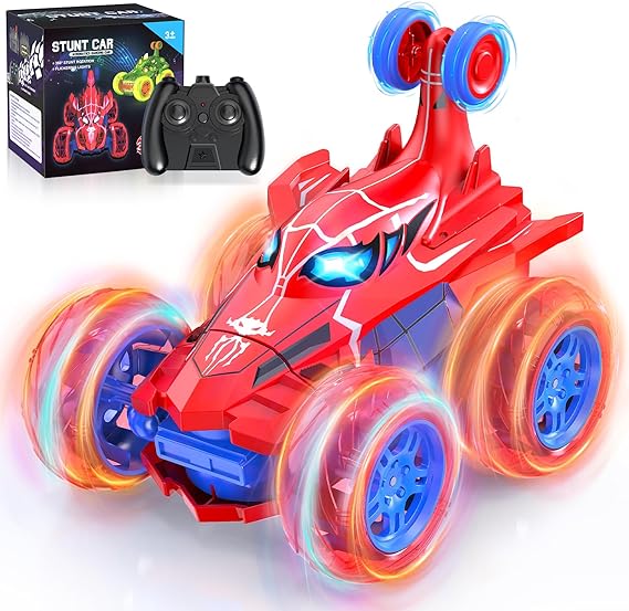 Remote Control Car for Boys, 360 Rotating 4WD Stunt Spider RC Cars with Cool LED Lights, Rechargeable Car Toys Birthday Gifts for Kids Boys Girls Age 3-6 7-9 10-12