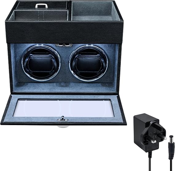 Mcbazel Automatic Double Watch Winder with Storage Box, Watch Winders for 2 Watches,Automatic Watch Winder Box with Quiet Motor