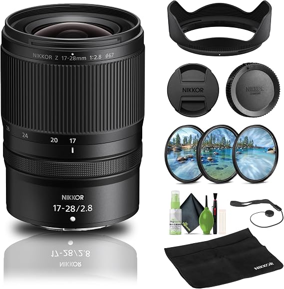 Nikon NIKKOR Z 17-28mm f/2.8 Lens (20115) Bundle | For Photography & Video + Cleaning Kit + Filter Kit + Cap Keeper