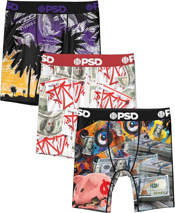 PSD Youth Boys Underwear Money Graphic Print Boxer Briefs, Packs & Singles