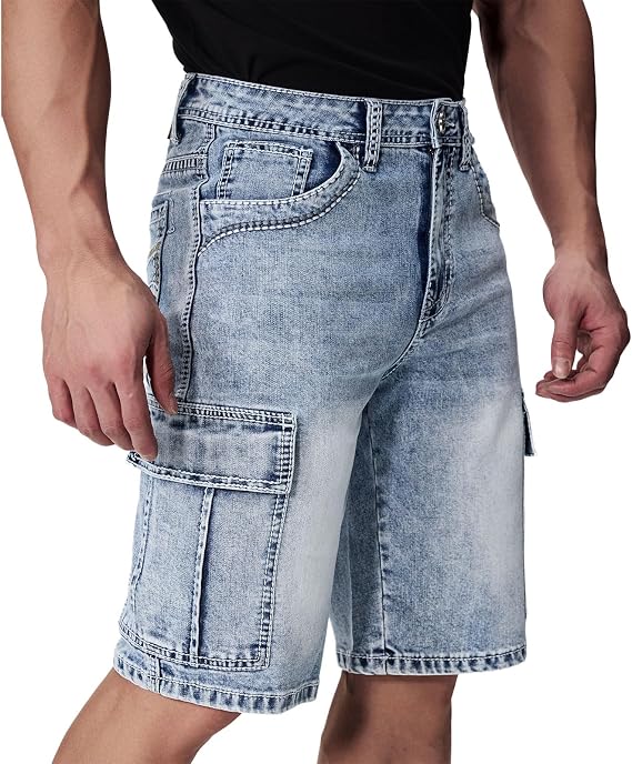 Men's Denim Shorts Comfort Flex Waistband Shorts Men Classic Relaxed Jean Short