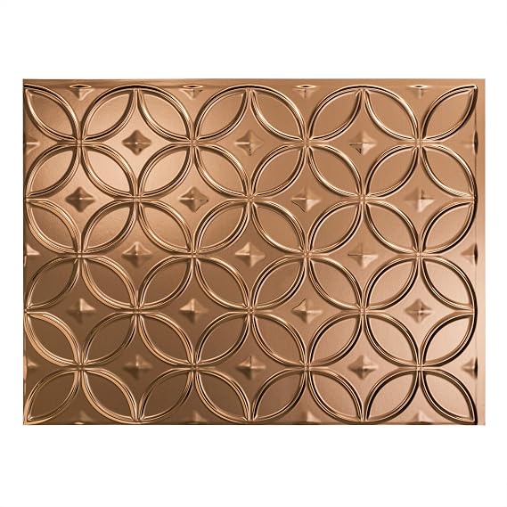 FASADE Rings Decorative Vinyl Backsplash Panel in Polished Copper (One 18" x 24" Panel)