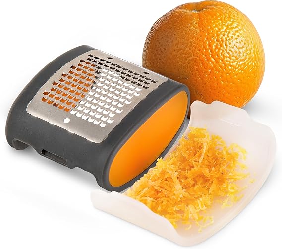 PrepWorks Pocket Citrus Zester Compact, Stainless Steel Zester for Grating Citrus, Easy to Use, BPA-Free, Ergonomic Handle