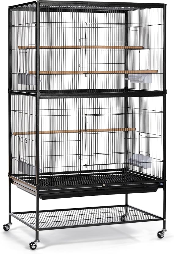 Prevue Pet Products Wrought Iron Flight Cage with Stand, Large Birdcage for Pets, Metal Cage Standing Birdcage, Black Hammertone Finish