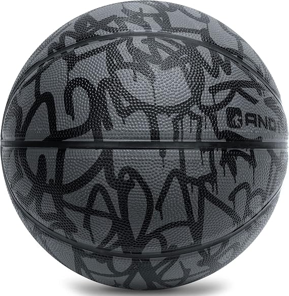 AND1 Xcelerate Rubber Basketball: Game Ready, Official Regulation Size 7 (29.5) Streetball, Made for Indoor/Outdoor Basketball Games- Graffiti Collection (Black/Black)