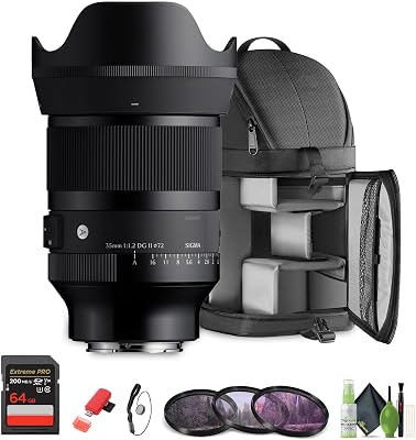 Sigma 35mm f1.2 DG II Art Lens Sony E 370965 Bundle. The Ideal Lens for Professional Portraits, Weddings IndoorOutdoor Adventure, Wildlife, Travel, Sarfari, Photography use  Accessories