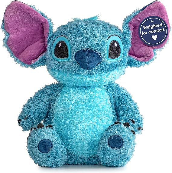 Disney Lilo and Stitch Weighted Fuzzy Plush Pillow Buddy, Blue | 14 Inches, Official Product, 2.5 Pound Calming, Cozy Soft, Stuffed Plushie, Spot Clean Only, Kids Gift