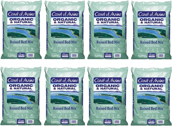 Coast of Maine Castine Blend Organic and Natural Raised Bed Mix, 1 cu ft (Pack of 8), RTU for Growing Vegetables, Herbs and Flowers