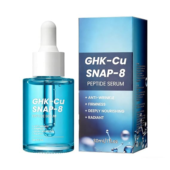 GHK-Cu SNAP-8 Peptide Serum, Anti-Aging Face Serum with Copper Peptide and Hyaluronic Acid for Firming, Fine Lines, Wrinkles, Skin Elasticity, Hydrating, 1 fl oz