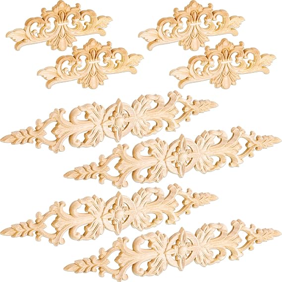 Vicenpal 8 Pcs Wooden Appliques Carved for Furniture Cabinet Dresser