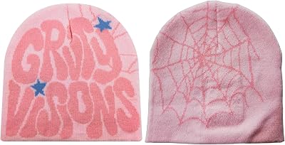 Pooyikoi Y2K Beanie Hats Knitted Wool Pullover Hat Letter Star Jacquard Hat 2000s Cute Men Women Unisex