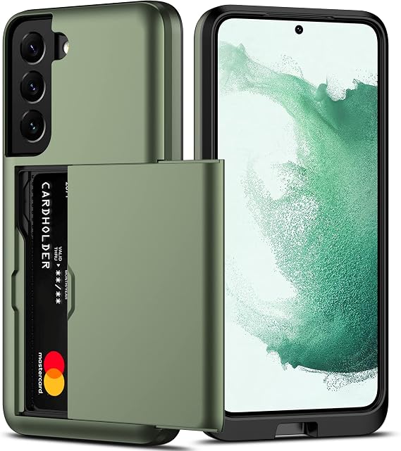 Nvollnoe for Samsung Galaxy S22 Case with Card Holder Green