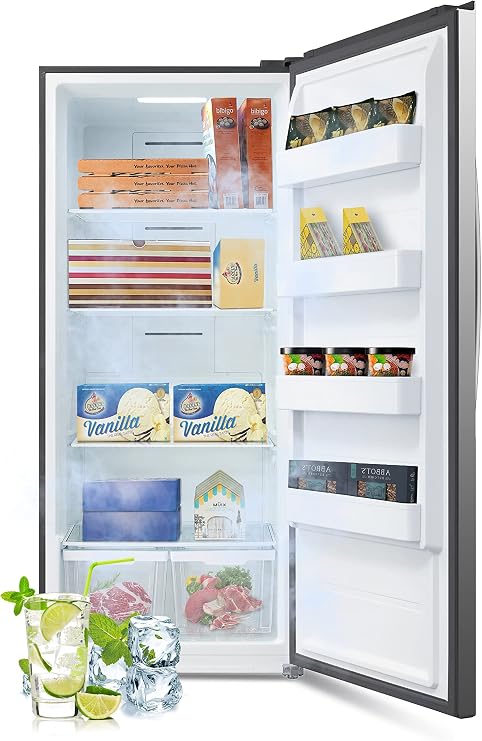 SMETA Upright Freezer 18 Cu ft Stand Up Convertible Freezers Refrigerator, Garage Ready Standing Frost-Free Freeerless Fridge with Tempered Glass Shelves SS